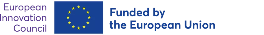 Logo EIC funding, EU flag.